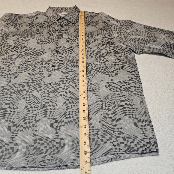 Perry Ellis Men’s XXL Long Sleeve Shirt Gray Geometric Abstract 100% Cotton - Picture 6 of 11